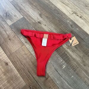 Candypants rib buckle bikini bottom in red size 6